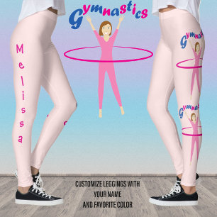 Gymnastiek Roze hula hooping meisje Uw aangepaste  Leggings