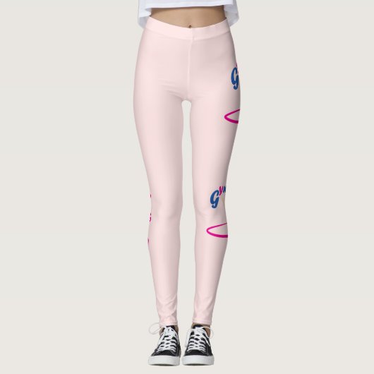 Gymnastiek Roze hula hooping meisje Uw aangepaste  Leggings (Voorkant)