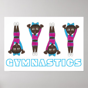 Gymnastiek Roze leotard Tumbling Gymnast Girl Art Poster