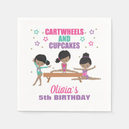 Gymnastiek Roze Paars Turquoise Girl Birthday Nap Servet