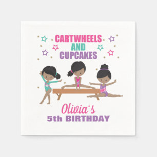 Gymnastiek Roze Paars Turquoise Girl Birthday Nap Servet
