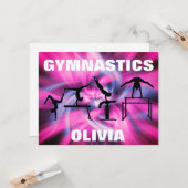 Gymnastiek Roze & Paarse Swirl Kaart (Voorkant / Achterkant in situ)