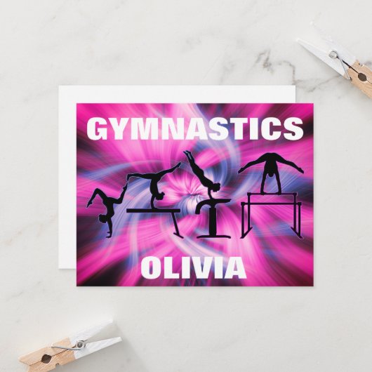 Gymnastiek Roze & Paarse Swirl Kaart (Voorkant / Achterkant in situ)