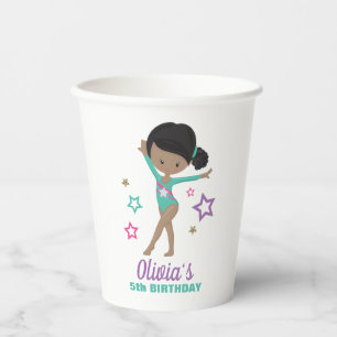 Gymnastiek Roze Paarse Turquoise Girl Birthday Pap Papieren Bekers