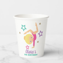 Gymnastiek Roze Paarse Turquoise Girl Birthday Pap Papieren Bekers