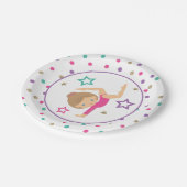 Gymnastiek Roze Paarse Turquoise Girl Birthday Pap Papieren Bordje (Gekanteld)