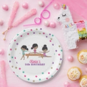 Gymnastiek Roze Paarse Turquoise Girl Birthday Pap Papieren Bordje (Feest)