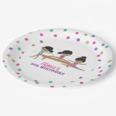 Gymnastiek Roze Paarse Turquoise Girl Birthday Pap Papieren Bordje (Gekanteld)