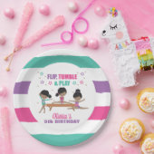 Gymnastiek Roze Paarse Turquoise Girl Birthday Pap Papieren Bordje (Feest)