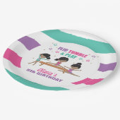 Gymnastiek Roze Paarse Turquoise Girl Birthday Pap Papieren Bordje (Gekanteld)