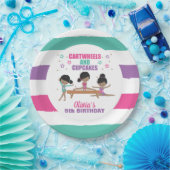Gymnastiek Roze Paarse Turquoise Girl Birthday Pap Papieren Bordje (Feest)