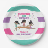 Gymnastiek Roze Paarse Turquoise Girl Birthday Pap Papieren Bordje (Voorkant)