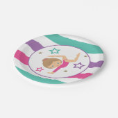 Gymnastiek Roze Paarse Turquoise Girl Birthday Pap Papieren Bordje (Gekanteld)