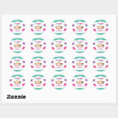 Gymnastiek Roze Paarse Turquoise Girl Birthday Pap Ronde Sticker (Vel)