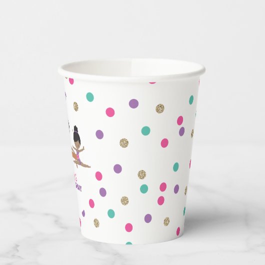 Gymnastiek Roze Paarse Turquoise Girl Birthday Papieren Bekers (Links)