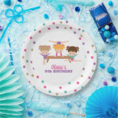 Gymnastiek Roze Paarse Turquoise Girl Birthday Papieren Bordje (Feest)