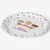 Gymnastiek Roze Paarse Turquoise Girl Birthday Papieren Bordje (Gekanteld)