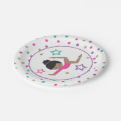 Gymnastiek Roze Paarse Turquoise Girl Birthday Papieren Bordje (Gekanteld)