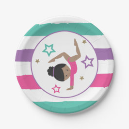 Gymnastiek Roze Paarse Turquoise Girl Birthday Papieren Bordje