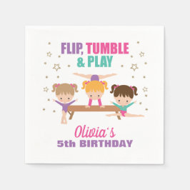 Gymnastiek Roze Paarse Turquoise Girl Birthday Servet