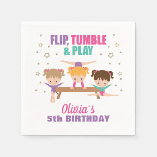 Gymnastiek Roze Paarse Turquoise Girl Birthday Servet