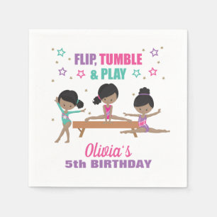 Gymnastiek Roze Paarse Turquoise Girl Birthday Servet