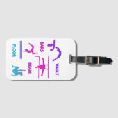 Gymnastiek Roze Paarse Turquoise Vault Bars Beam Bagagelabel (Voorkant (horizontaal))