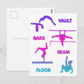 Gymnastiek Roze Paarse Turquoise Vault Bars Beam Briefkaart (Voorkant / Achterkant)