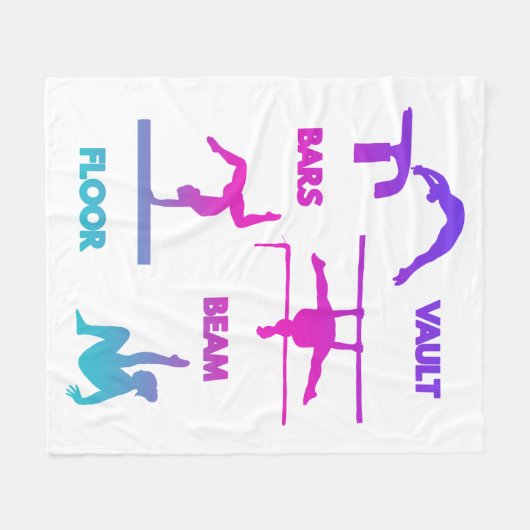 Gymnastiek Roze Paarse Turquoise Vault Bars Beam Fleece Deken (Voorkant (Horizontaal))