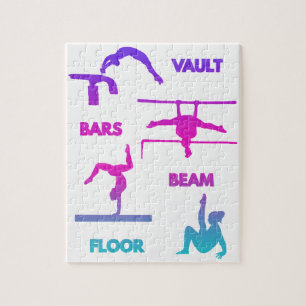 Gymnastiek Roze Paarse Turquoise Vault Bars Beam Legpuzzel