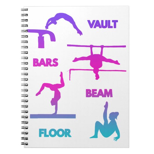 Gymnastiek Roze Paarse Turquoise Vault Bars Beam Notitieboek (Voorkant)