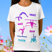 Gymnastiek Roze Paarse Turquoise Vault Bars Beam T-shirt