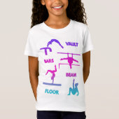 Gymnastiek Roze Paarse Turquoise Vault Bars Beam T-shirt (Voorkant)