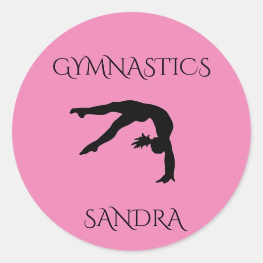 Gymnastiek roze ronde stickers. Personaliseer uw n Ronde Sticker (Voorkant)