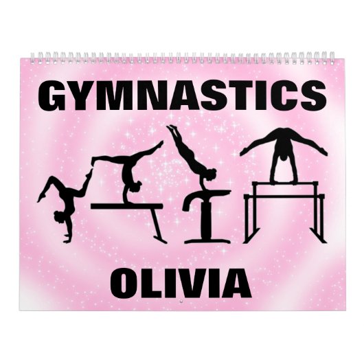 Gymnastiek Roze Sparkle Swirl Kalender (Hoes)
