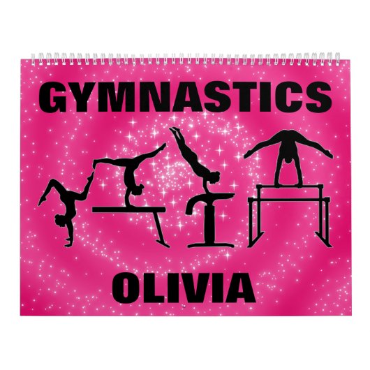 Gymnastiek Roze Sparkle Swirl Kalender (Hoes)