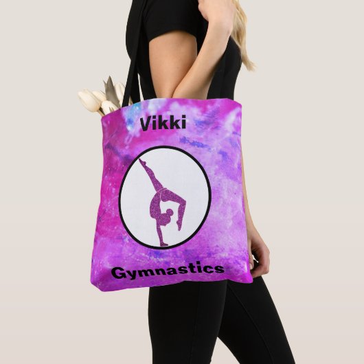 Gymnastiek Roze Sparkle / Waterverf Canvas tas (Dichtbij)