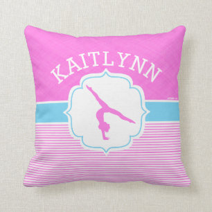 Gymnastiek Roze strepen met babyblauw Kussen