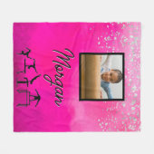 Gymnastiek Roze, Zilver, Aangepaste foto Glitter Fleece Deken (Voorkant (Horizontaal))