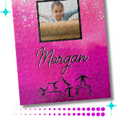 Gymnastiek Roze, Zilver, Aangepaste foto Glitter Legpuzzel