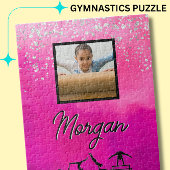 Gymnastiek Roze, Zilver, Aangepaste foto Glitter Legpuzzel