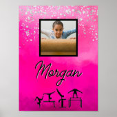 Gymnastiek Roze, Zilver, Aangepaste foto Glitter Poster (Voorkant)