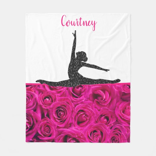 Gymnastiek Rozen Roze Roze en wit Fleece Deken (Voorkant)