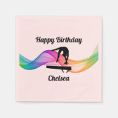 Gymnastiek Saldo Beam Swirl Birthday Napkins Servet (Voorkant)