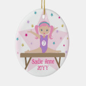Gymnastiek Schattige Gymnast met Roze Haar Custom Keramisch Ornament (Rechts)