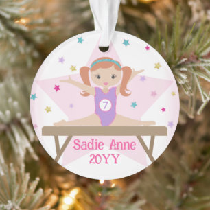 Gymnastiek Schattige Gymnast w / Rood Haar Custom  Ornament