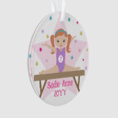 Gymnastiek Schattige Gymnast w / Rood Haar Custom  Ornament (voorkant)