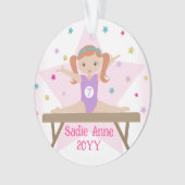 Gymnastiek Schattige Gymnast w / Rood Haar Custom  Ornament (voorkant)