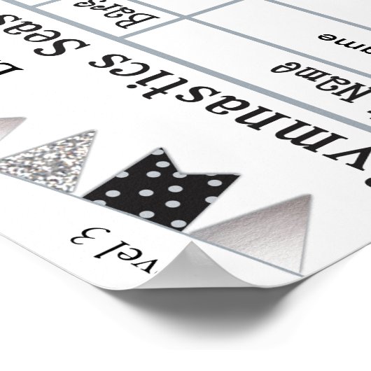 Gymnastiek Scorecard Poster 8 SilverGlitter (Hoek)