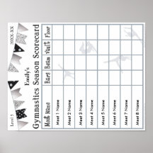 Gymnastiek Scorecard Poster 8 SilverGlitter